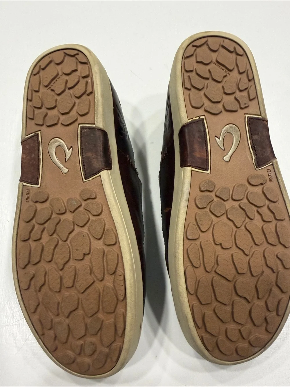 OluKai Kama Aina Men's Dark Brown Leather Slip-On Loafers